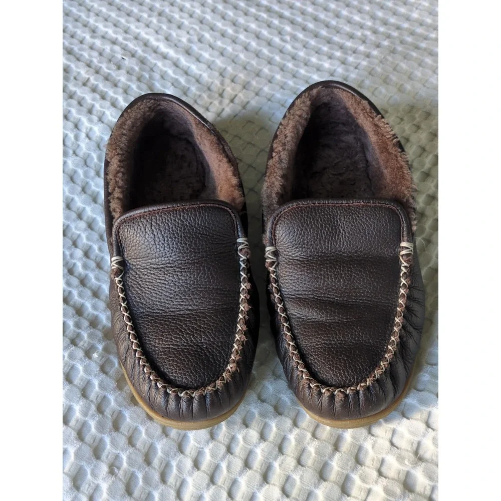 LL Bean Wicked Good Moosehide‎ Venetian Slipper Loafer Mens Sz 12 Medium Brown